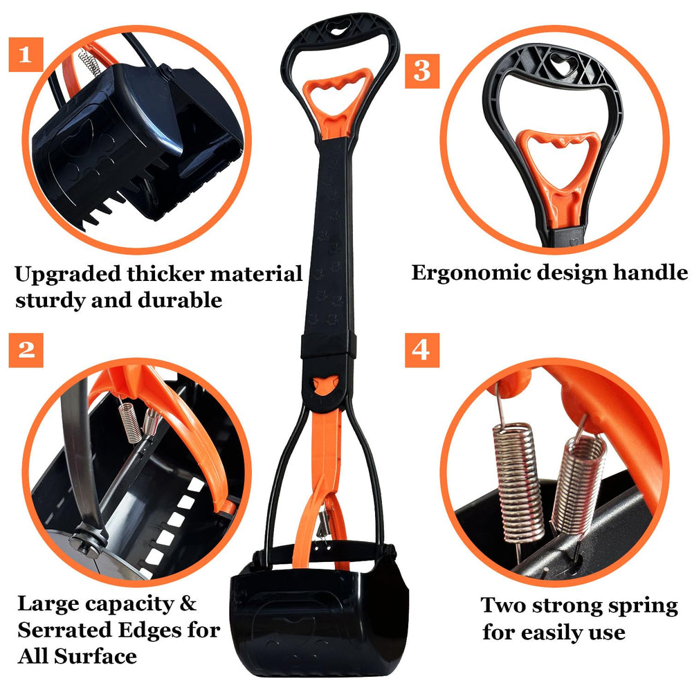 ienjoyed pooper scooper 28-inch handle extended reach reduces bending and odor exposure