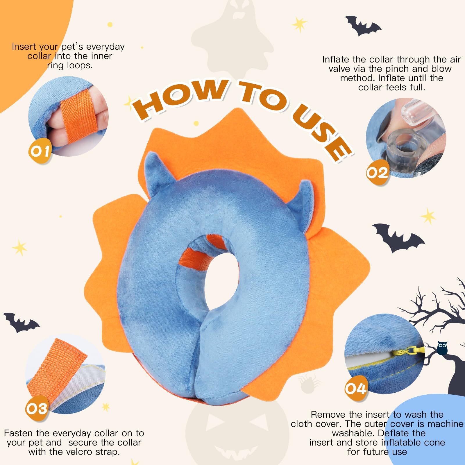 IEUUMLER cute blue collar on pet—charm plus wound protection