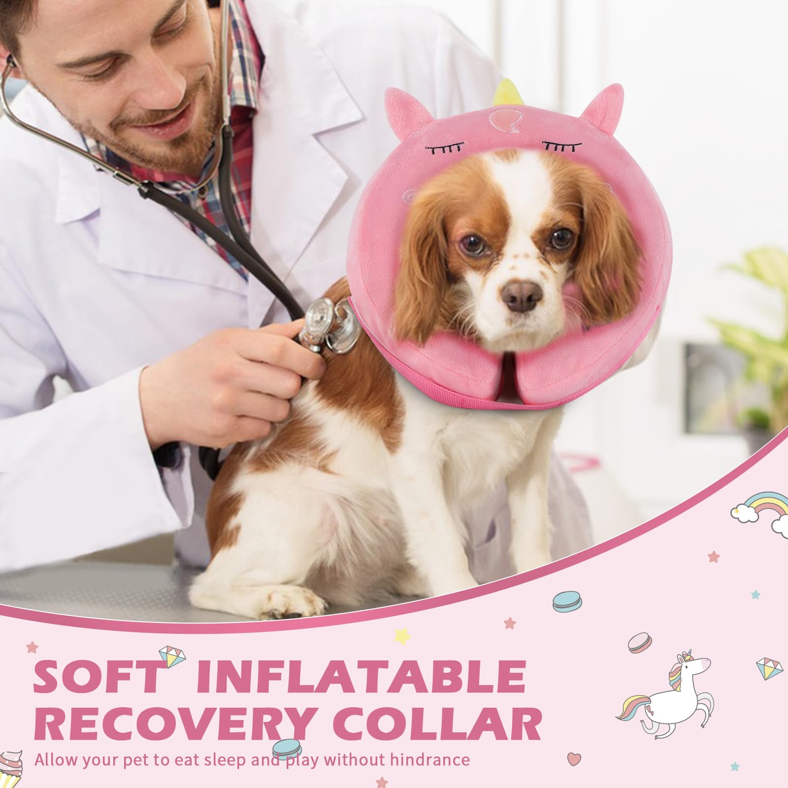 IEUUMLER cute-design cat-dog appearance image illustrates friendly look during recovery.