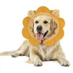 IEUUMLER inflatable recovery collar closeup shows soft brown donut design for gentle protection.