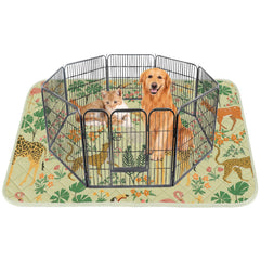 IEUUMLER washable dog pad with forest pattern keeps floors dry during night use.