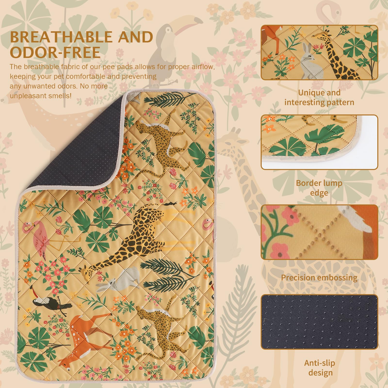 IEUUMLER forest-pattern pee pad features animals for a friendly interior