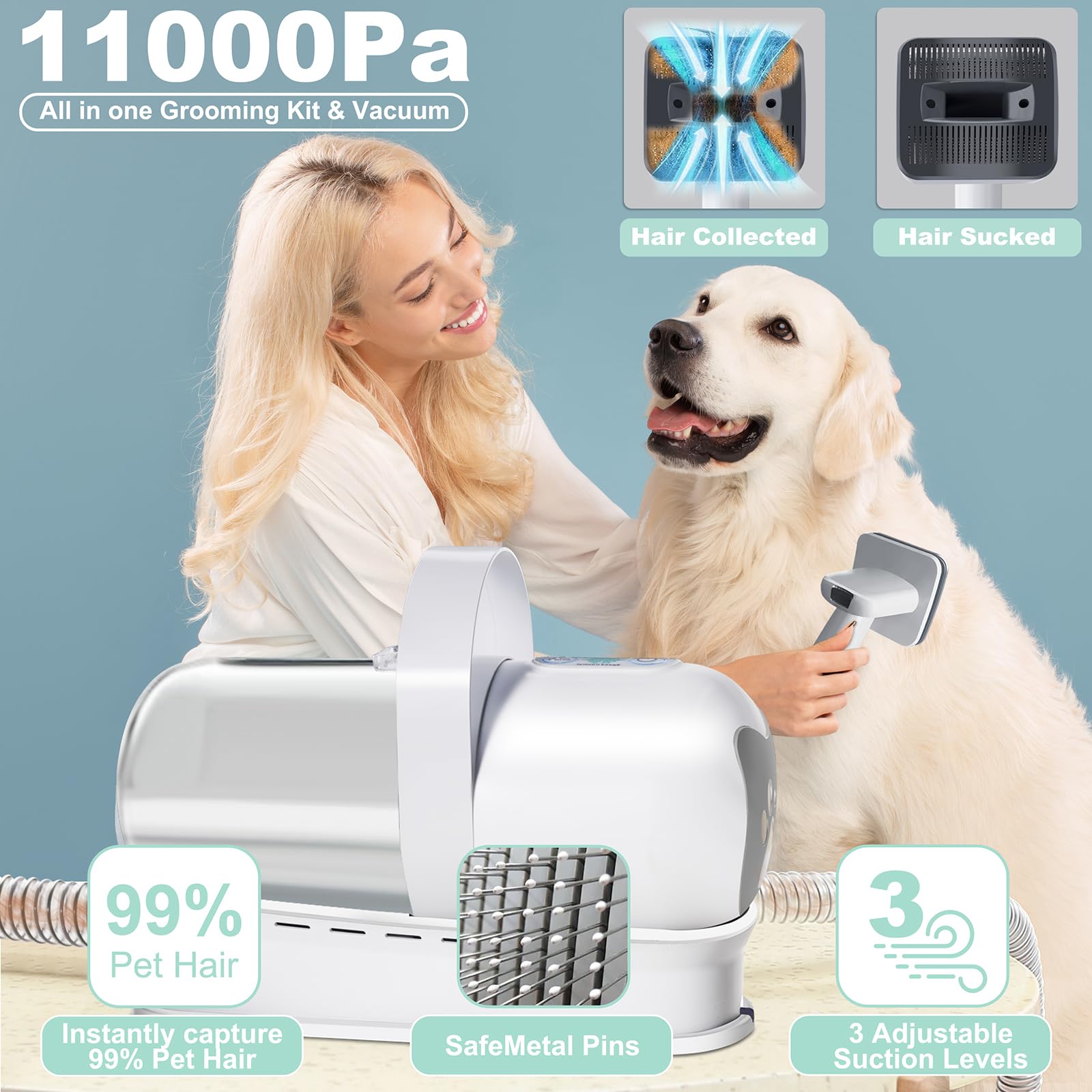 IEVENW deshedding brush image shows effective fur removal during shedding.