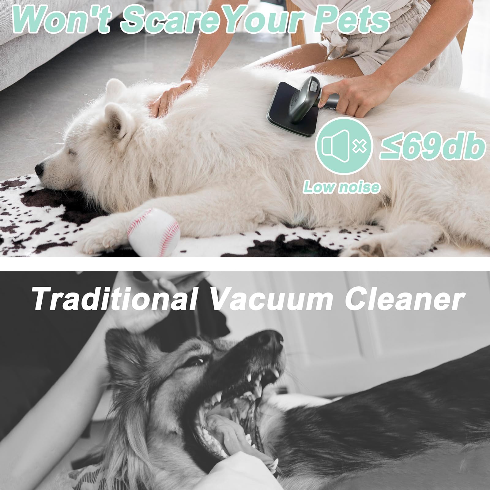 IEVENW pet grooming vacuum kit deshedding brush reduces loose fur on furniture