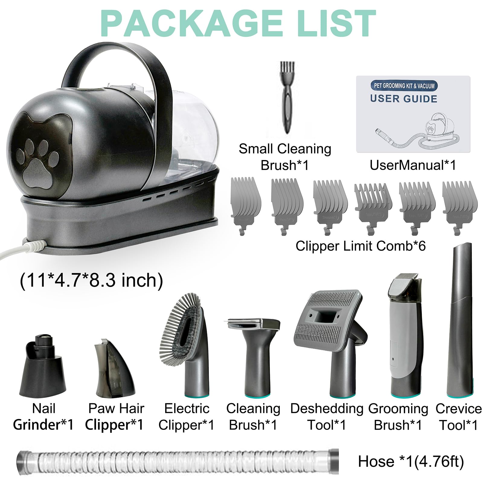IEVENW pet grooming vacuum kit noise-reduction design supports calm grooming sessions