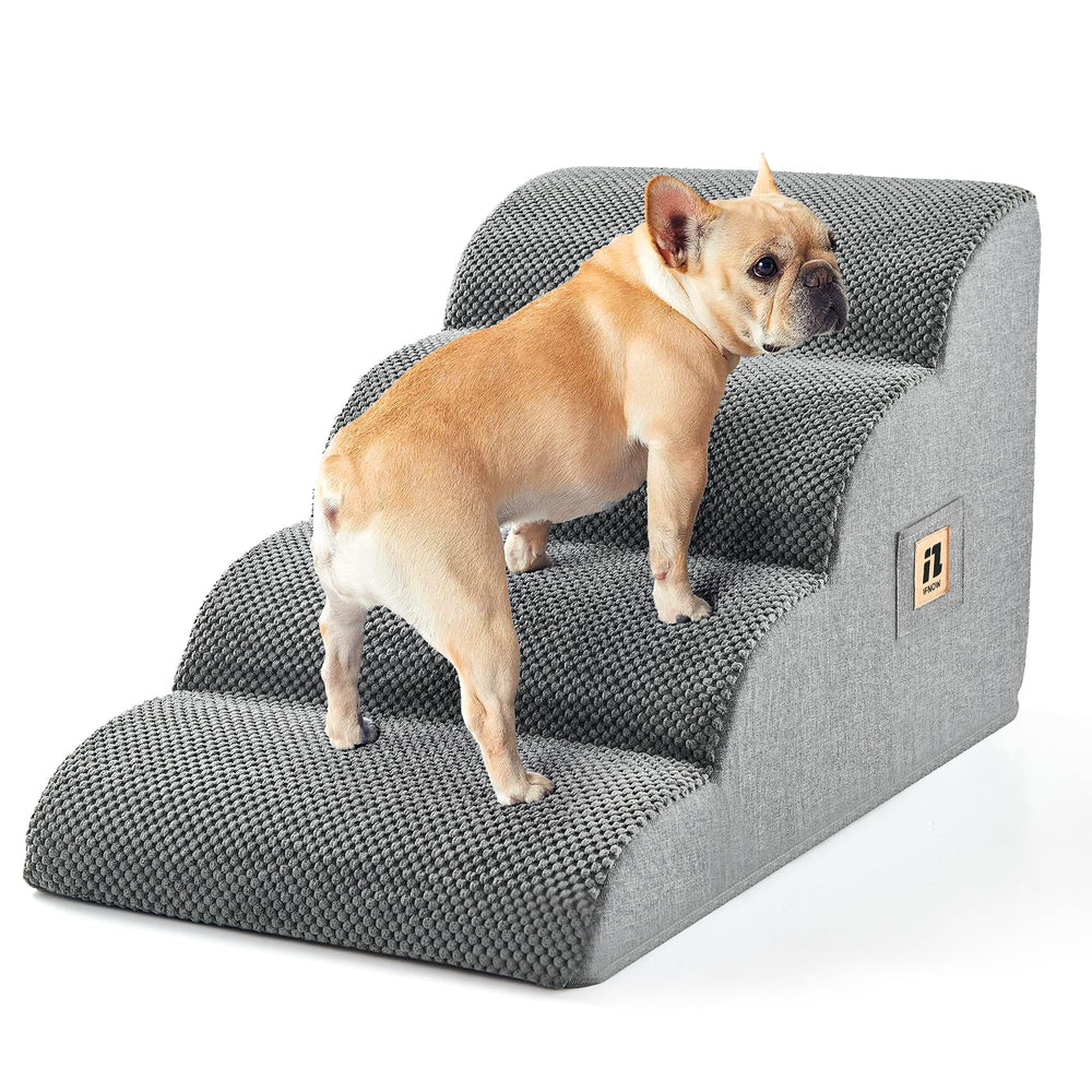 IFNOW dog stairs four-step 15.7-inch height with gentle slope for easy bed access