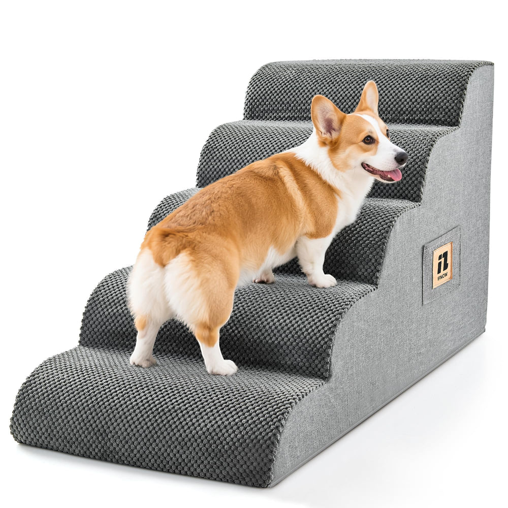 IFNOW dog stairs 5-step bed-couch grey provide safer access for small pets