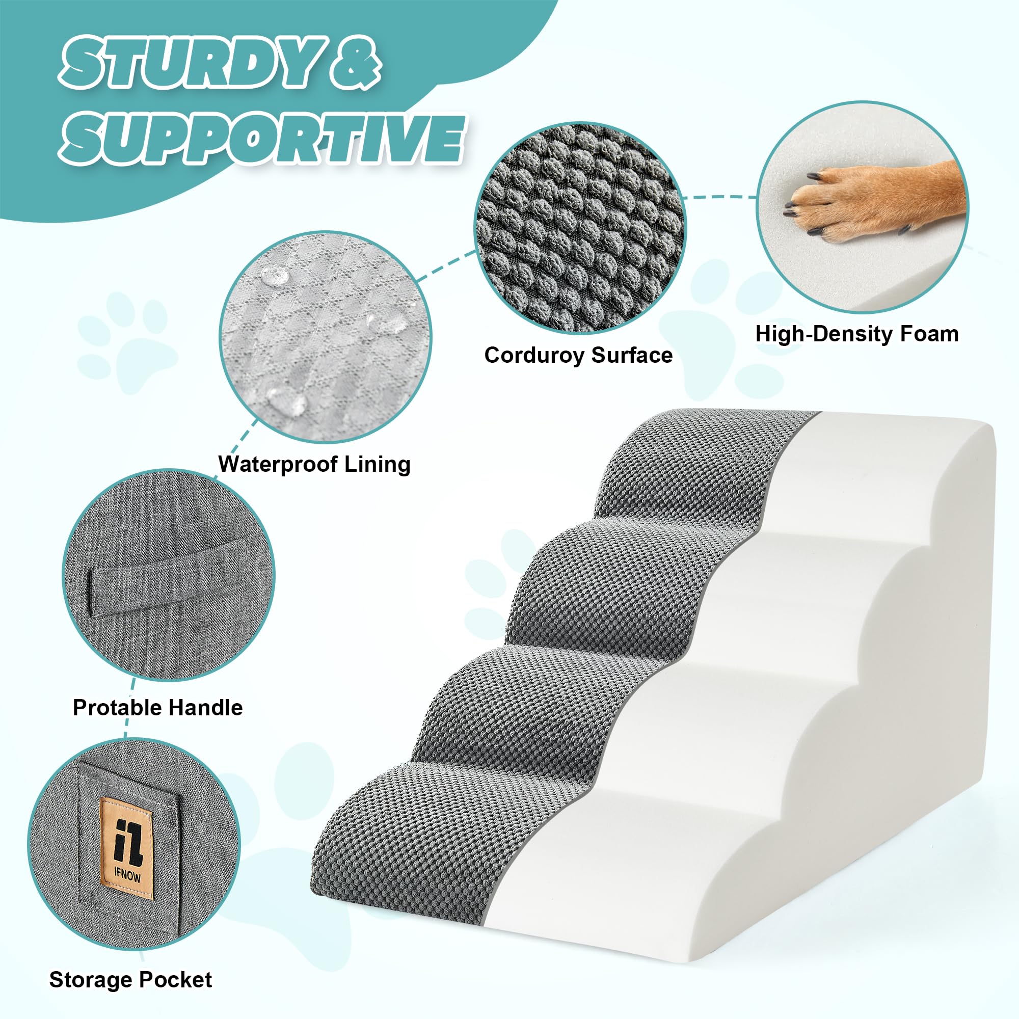 IFNOW dog stairs gentle-slope design supports small dogs and seniors