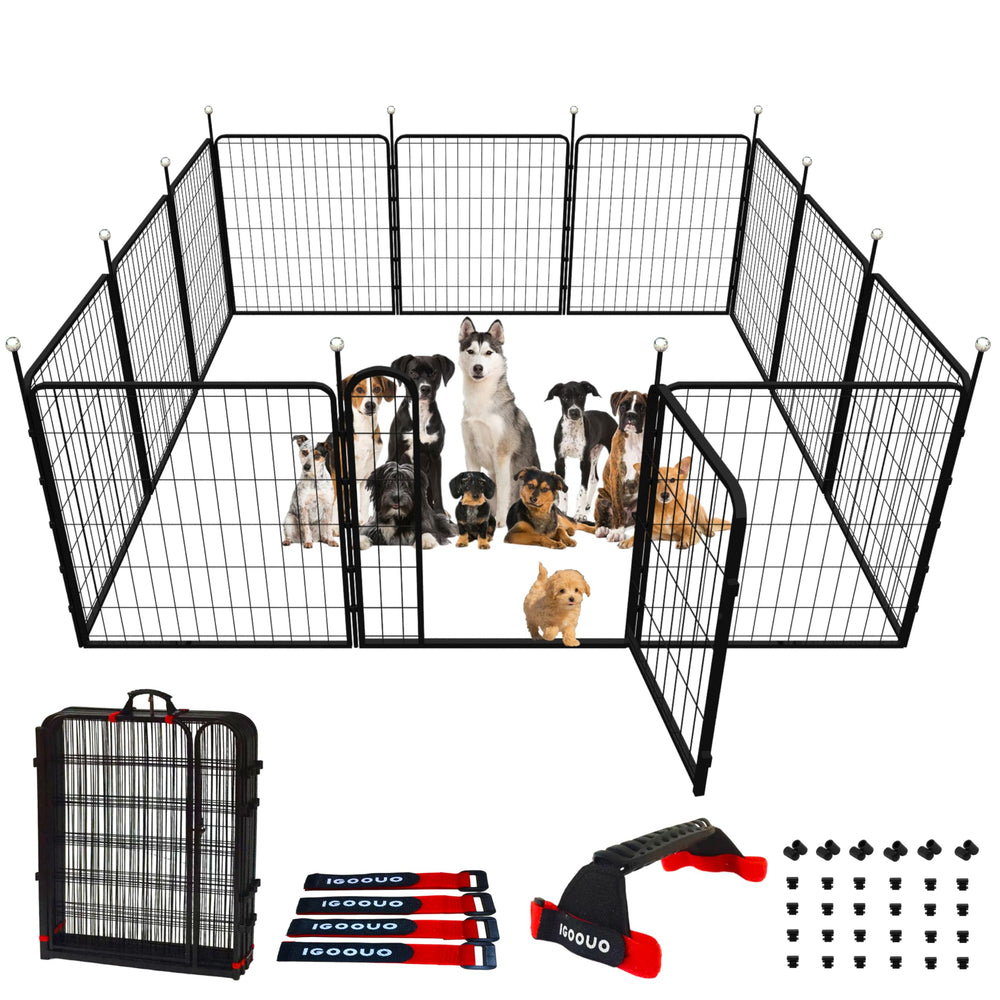 IGOOUO dog playpen 32inch for indoor or outdoor use, safe play area.