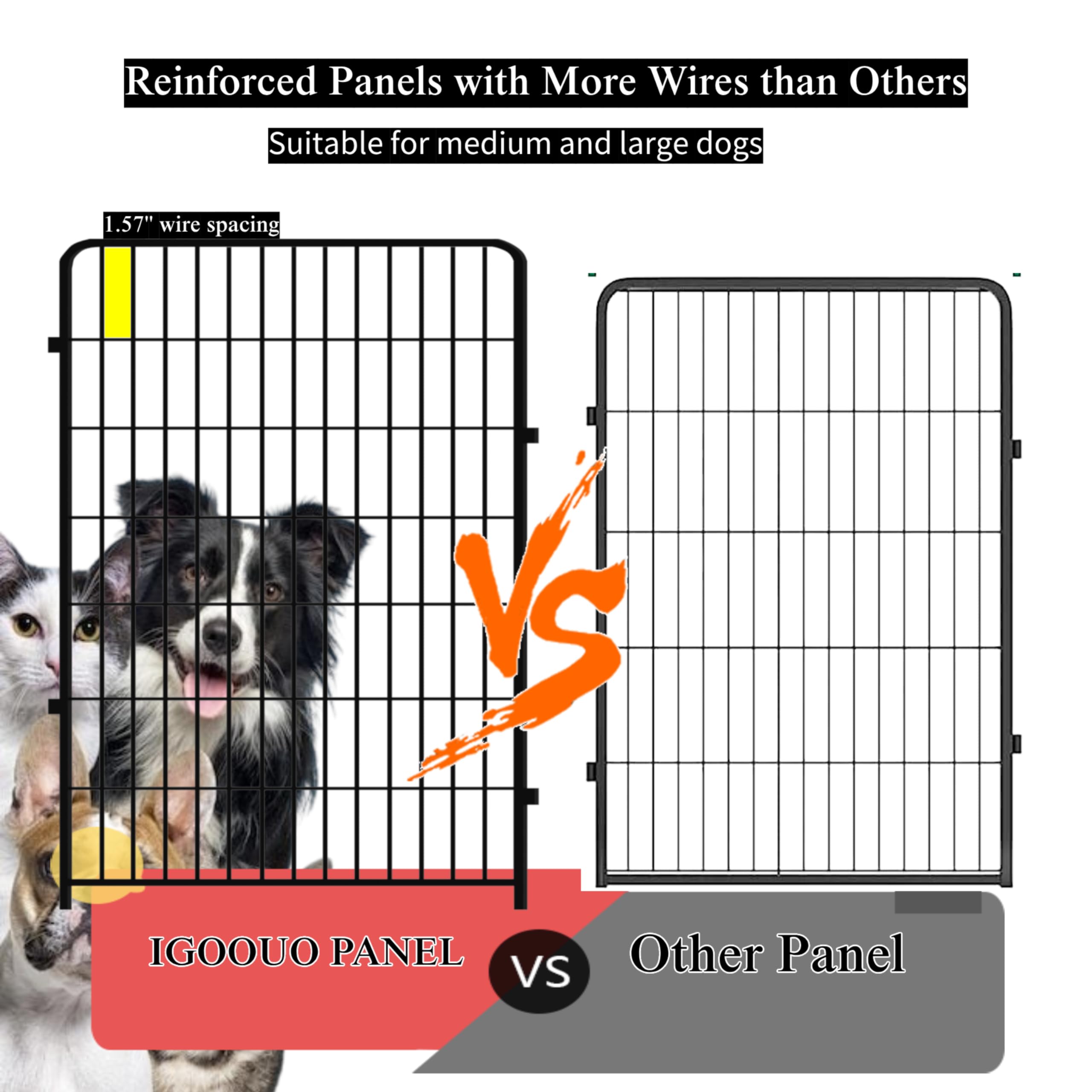 IGOOUO dog playpen electrostatic-coating protects against weather and wear.