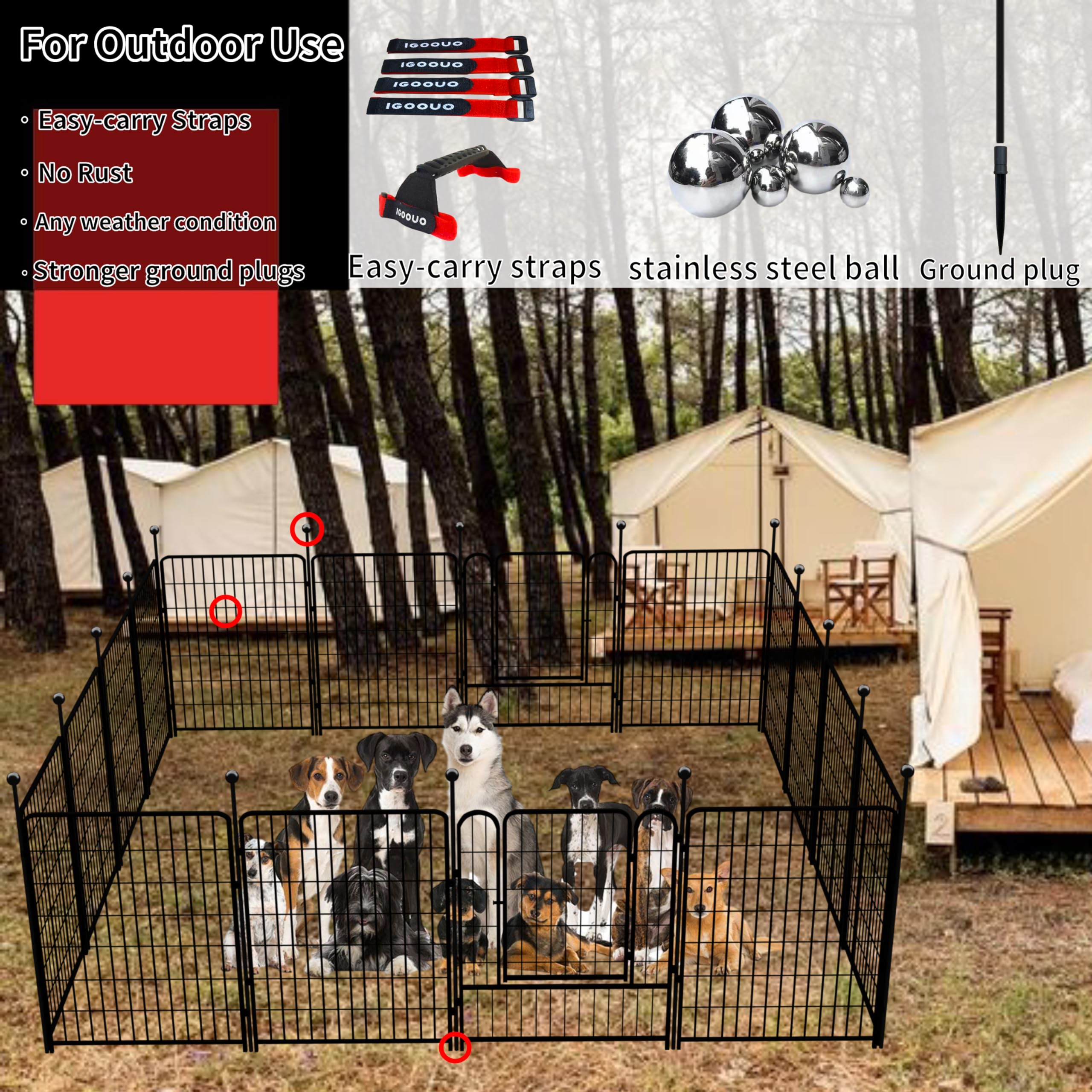 IGOOUO dog playpen reinforced-panels provide durable containment for active dogs.