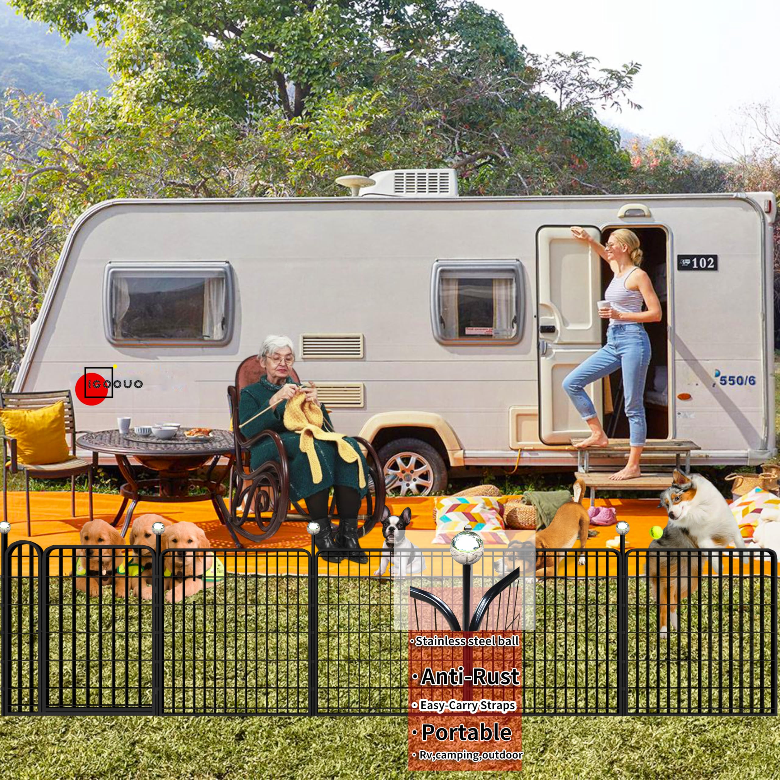 IGOOUO dog playpen with two doors improves convenient access during meals and play.