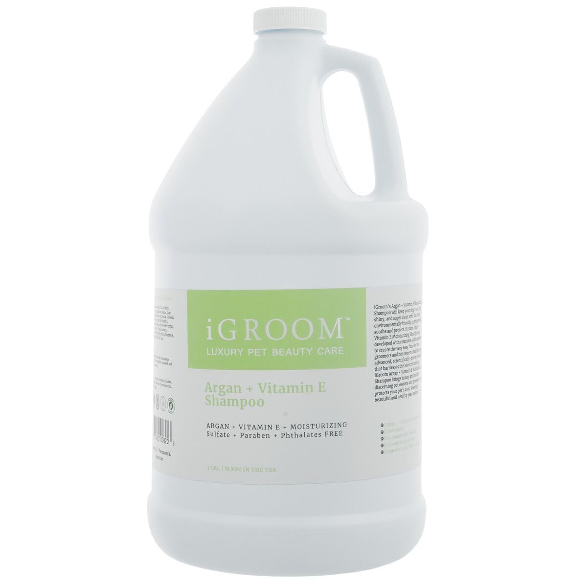 igroom argan + vitamin e dog shampoo bottle highlighting nourishment for coat and skin health