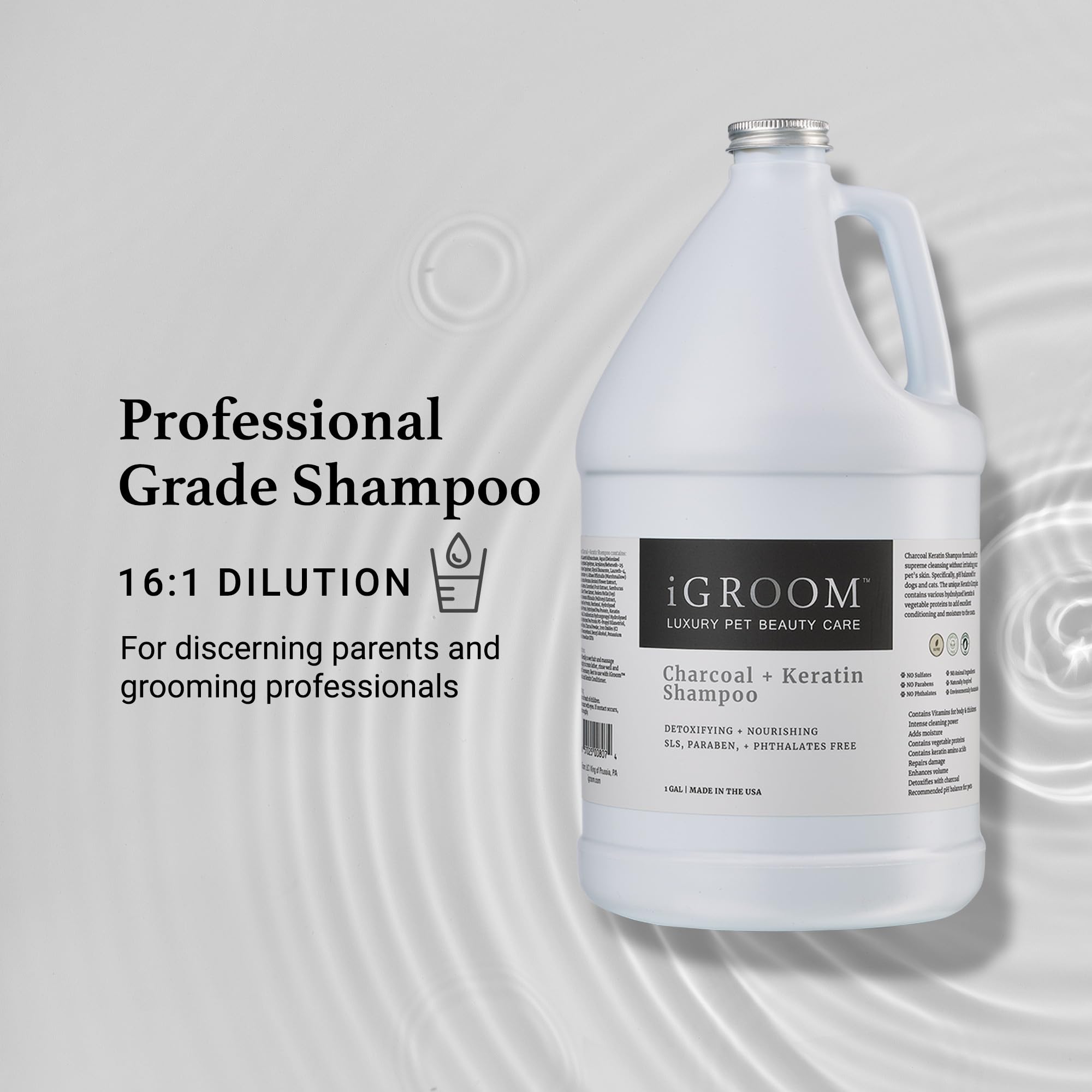 iGroom Hydrolyzed keratin closeup showcases coat shine and strand repair.