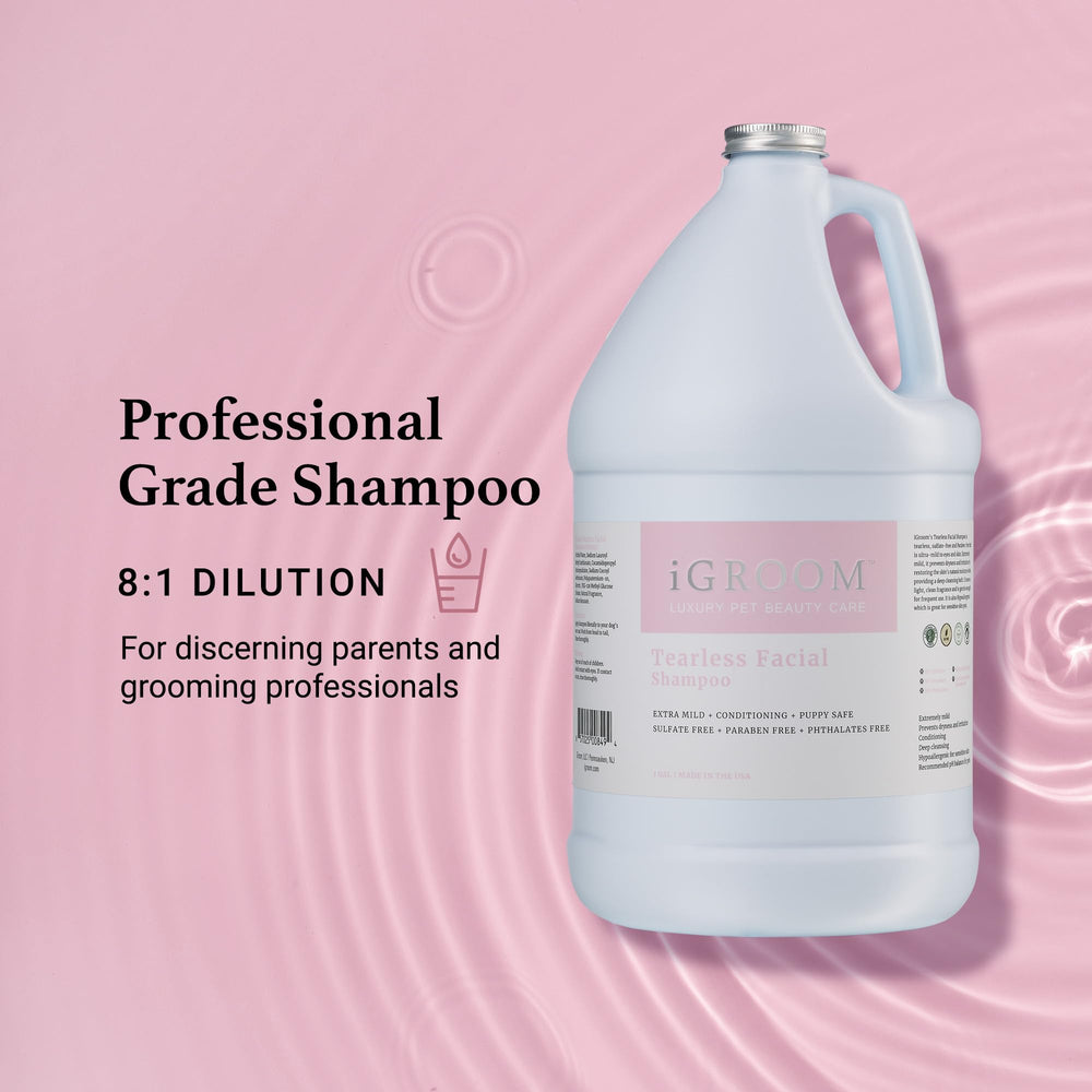iGroom Tearless dog face closeup shows tearless, eye-safe grooming