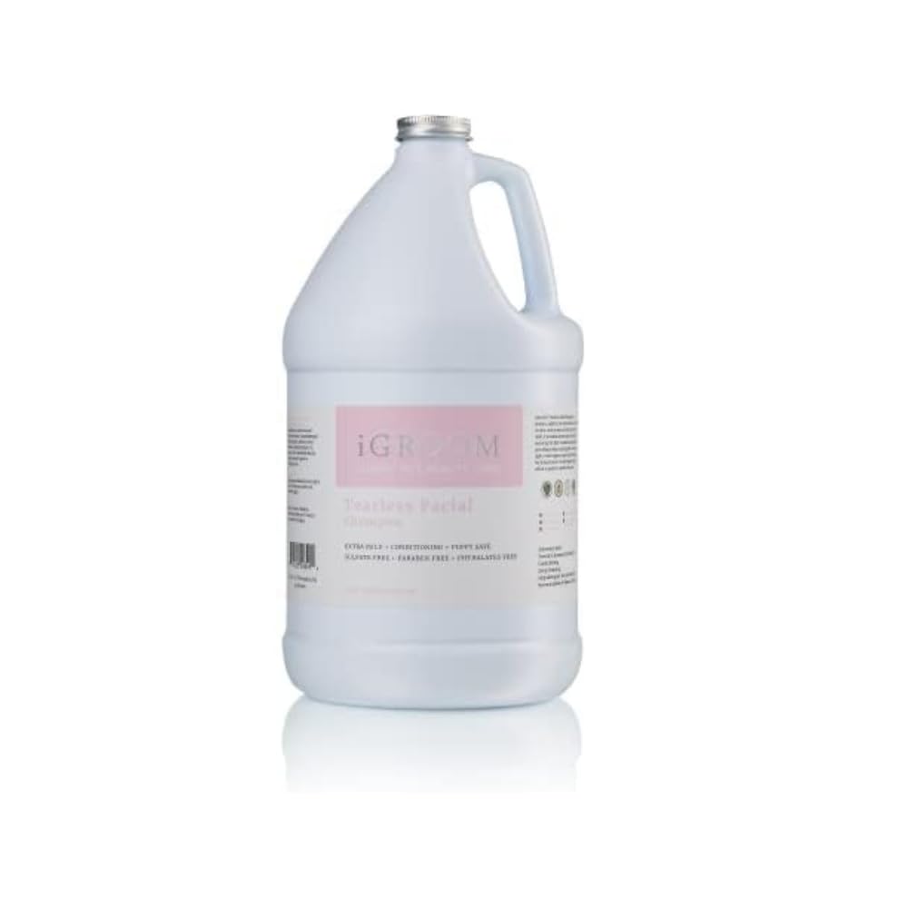 iGroom Tearless Facial Dog Shampoo bottle shows ultra-mild formula gentle on eyes