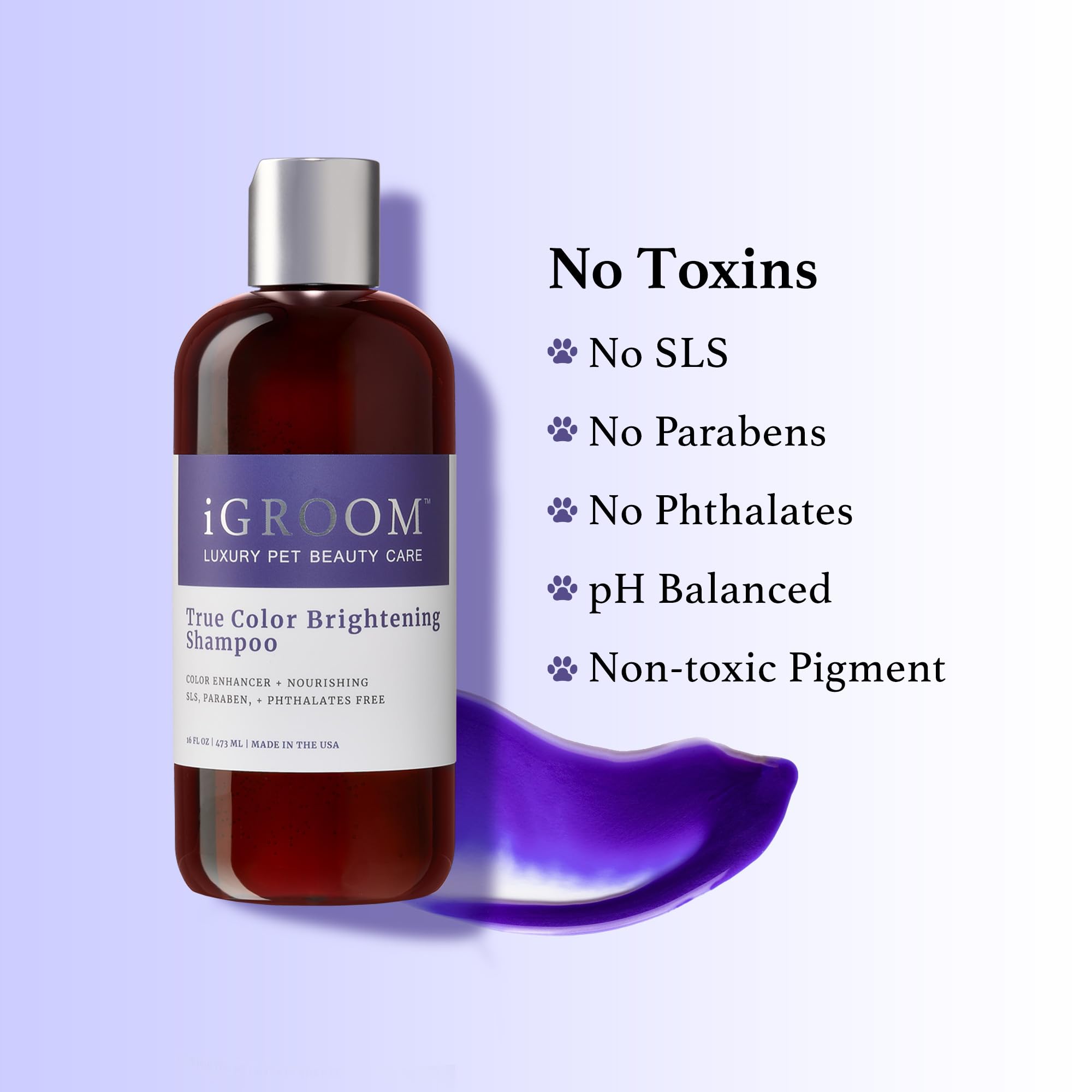 iGroom True Color made in USA emphasizes premium quality and pet-safe formulas.