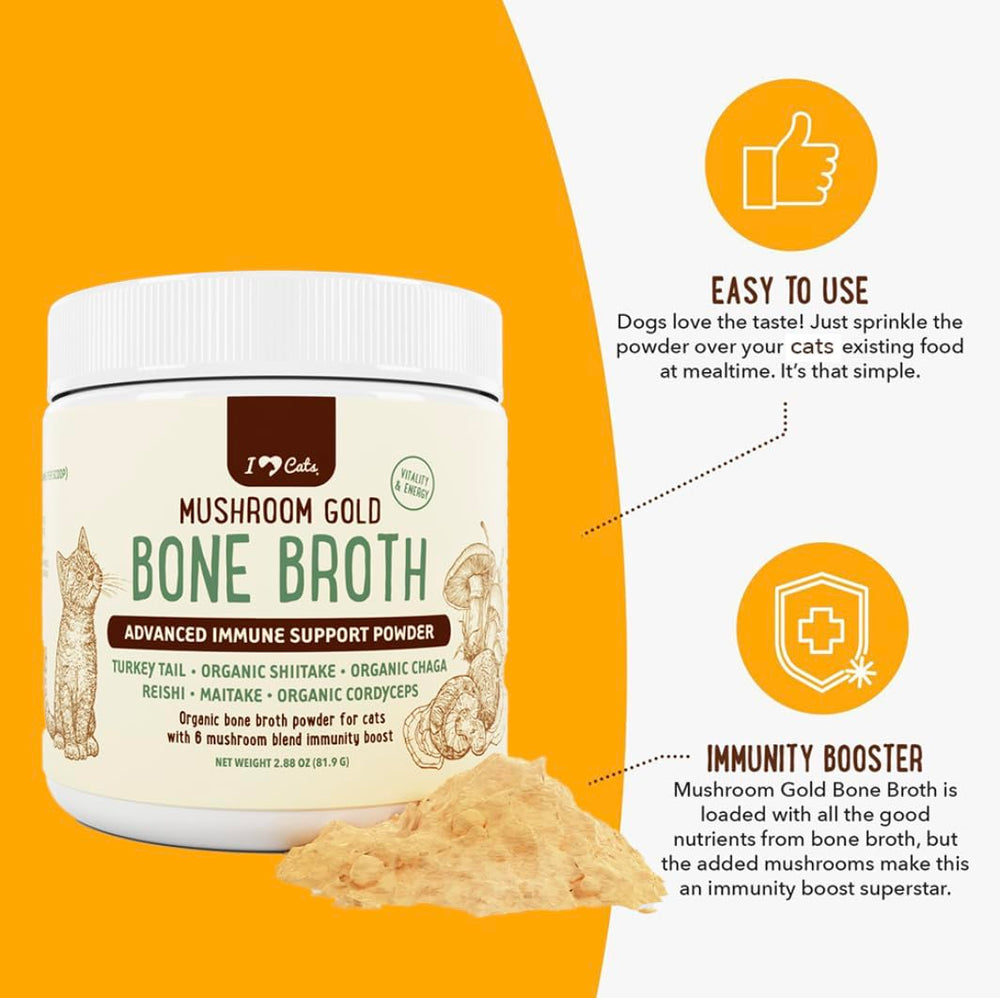 iHeartCats bone broth powder dispensing demonstrates easy sprinkle on cat food