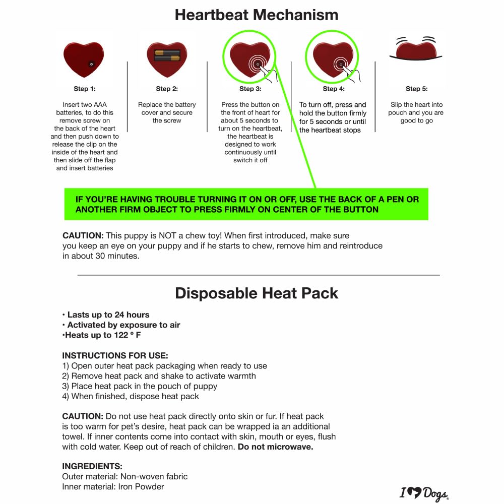 iHeartDogs disposable-heat-pack provides a one-time warm boost for comforting moments.