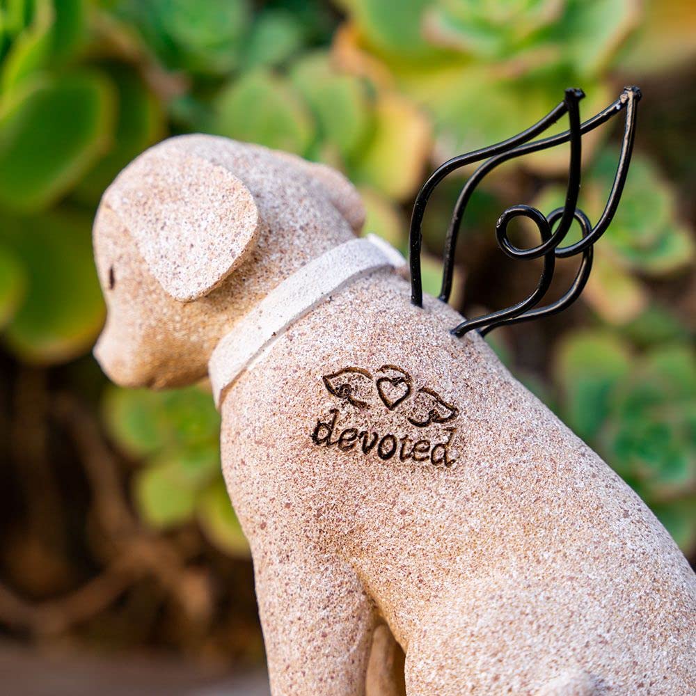 iHeartDogs Dog Memorial Angel Figurine dim-light ambience elevates a night-time memory moment