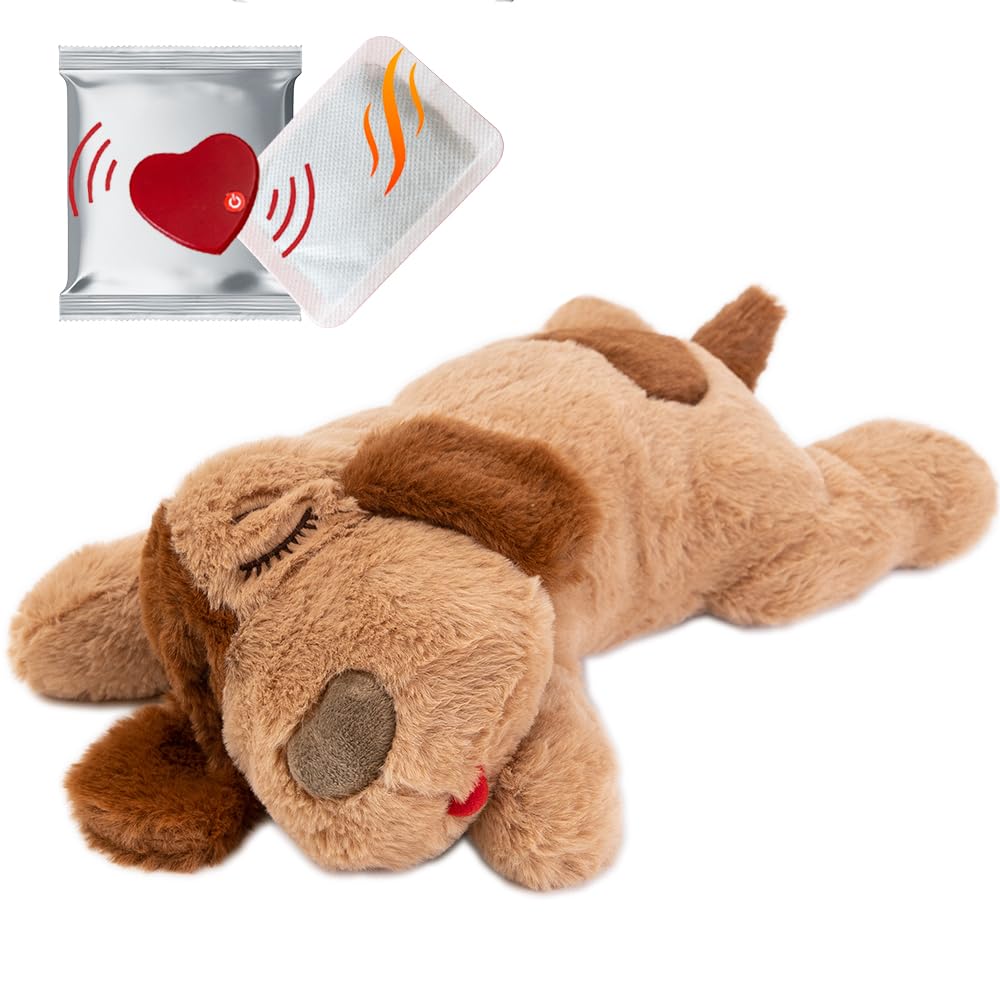 iHeartDogs heartbeat-puppy-toy-soft-plush helps calm anxious puppies during crate time.