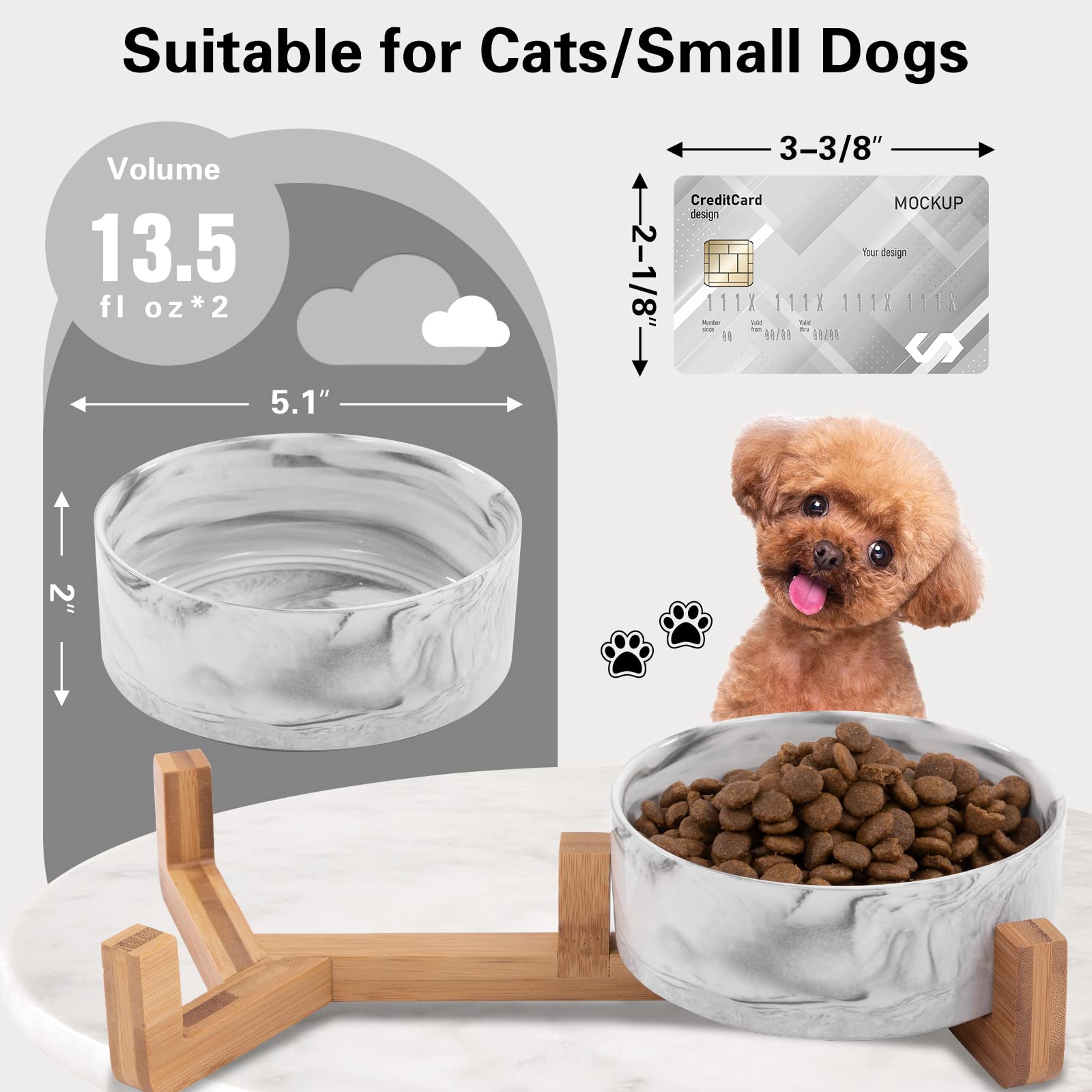 Ihoming ceramic pet bowls on a wood stand blend with decor while feeding.