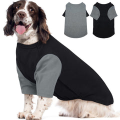 IKIPUKO 2 Pack Dog Shirt gray-black front view for large dogs with breathable fit.