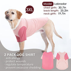 IKIPUKO 2Pack dog shirt pink side profile for free movement.