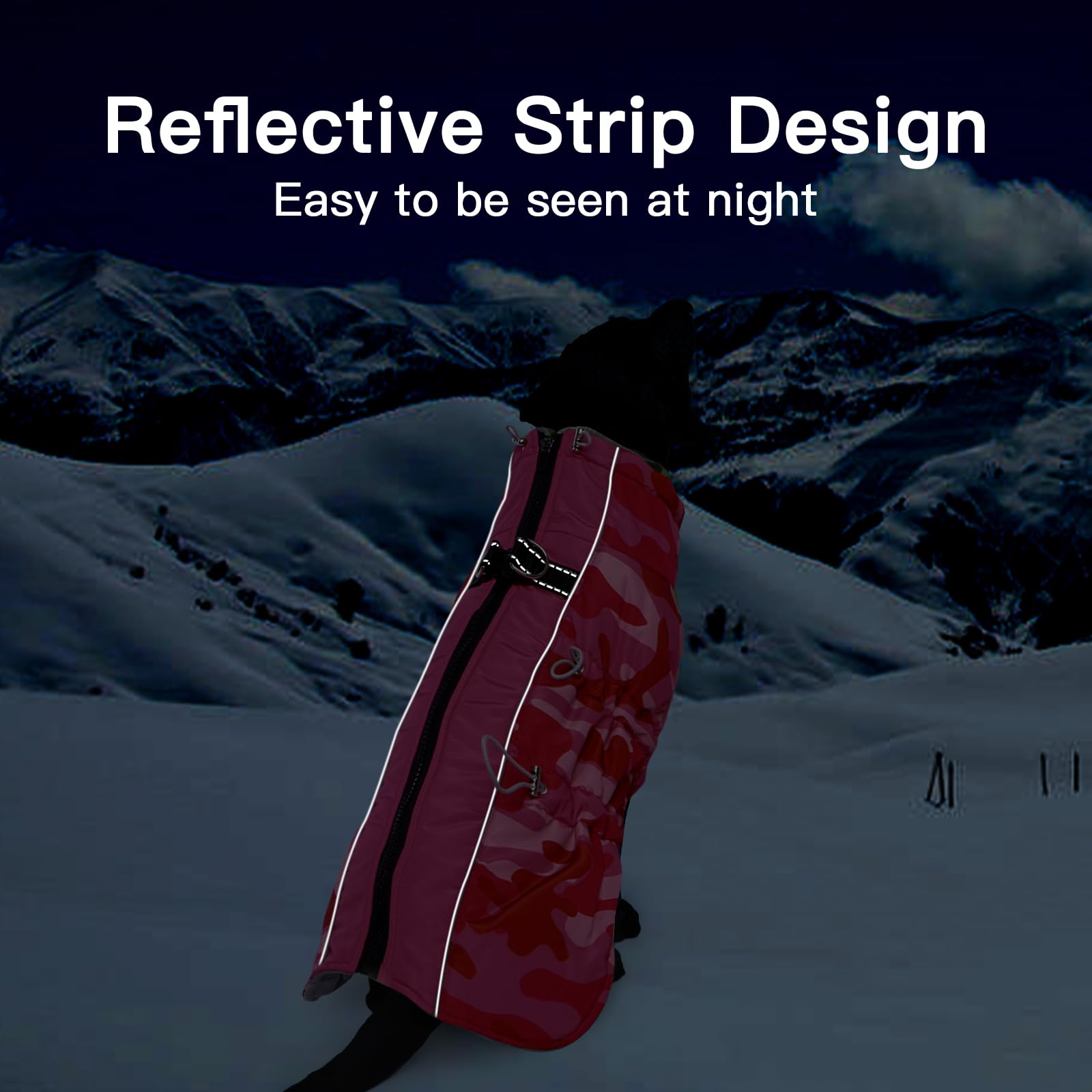 IKIPUKO dog coat winter reflective stripes enhance night visibility