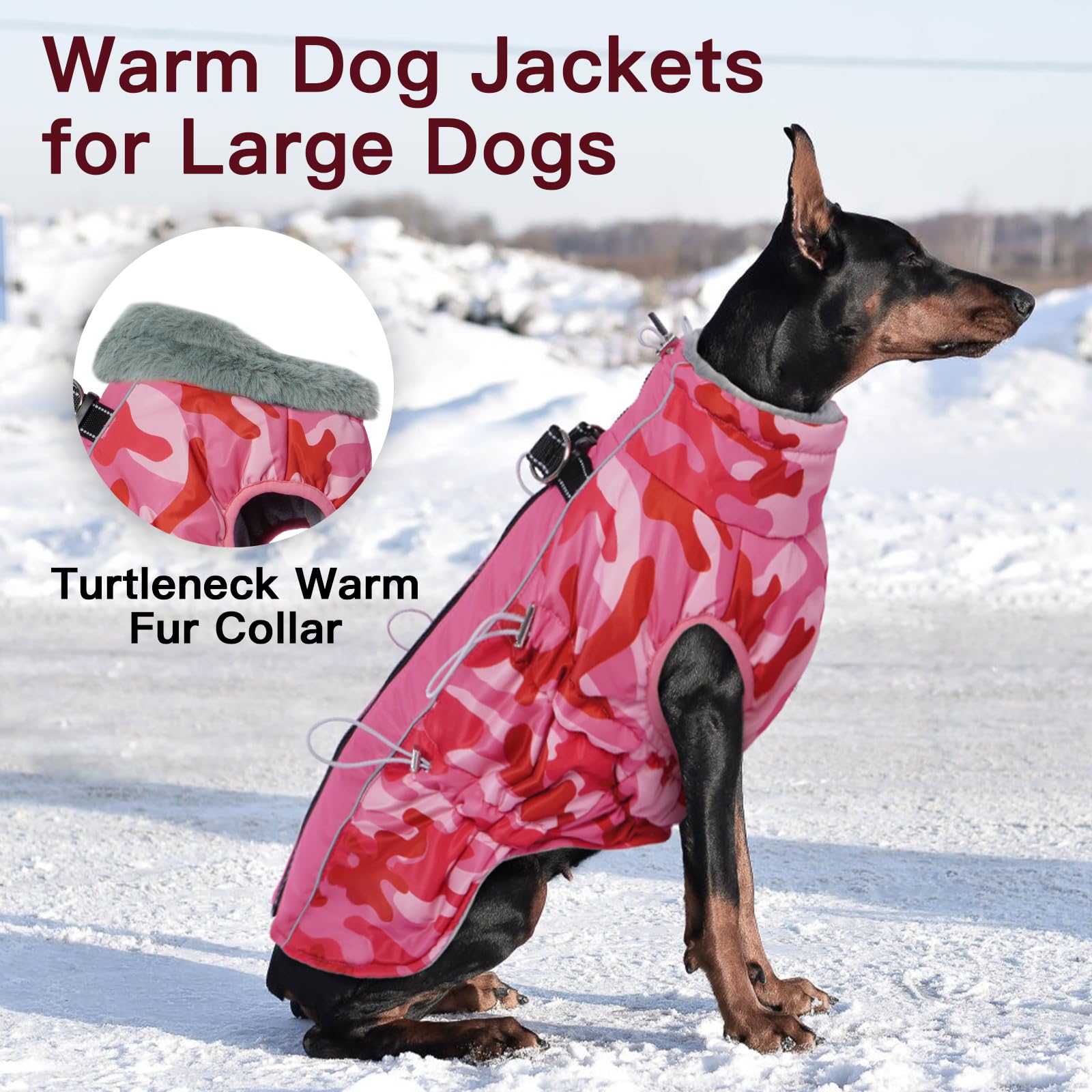 IKIPUKO dog coat winter six-drawstrings adjustable fit for comfort