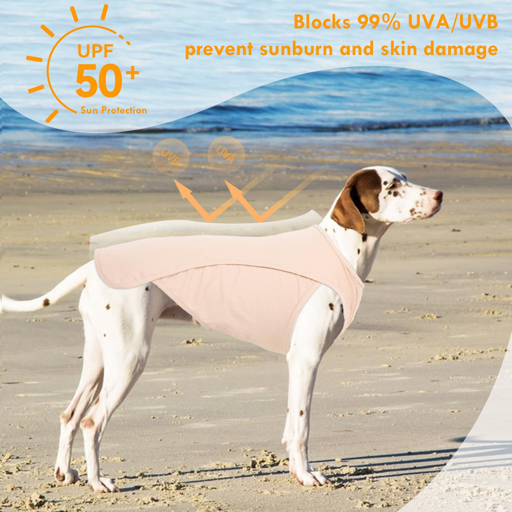 IKIPUKO sun-protection dog shirt shields sensitive skin from UV rays.