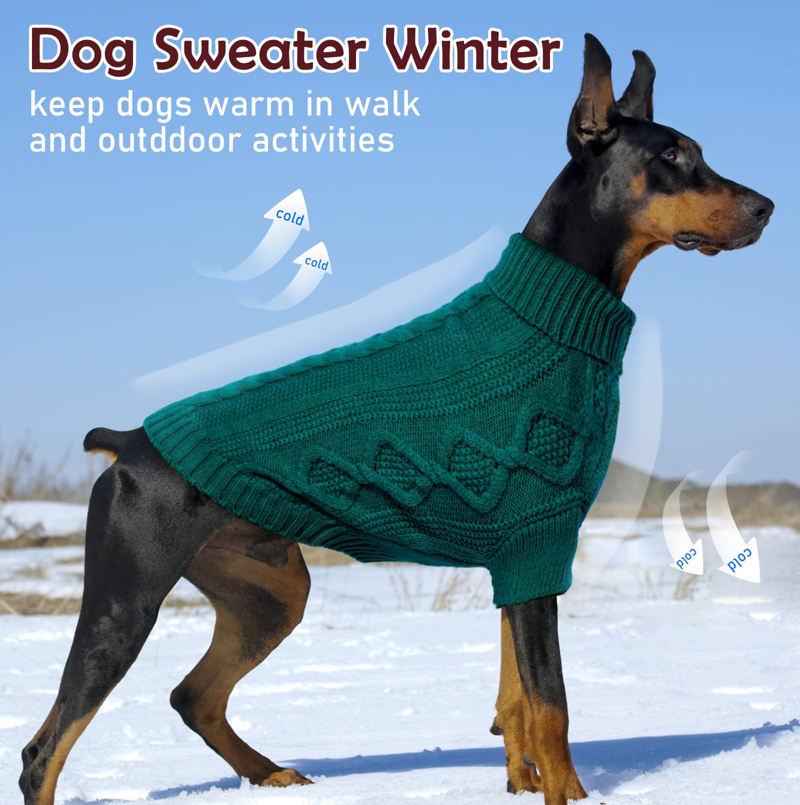 IKIPUKO dog sweater in a holiday-ready look for Christmas outings.