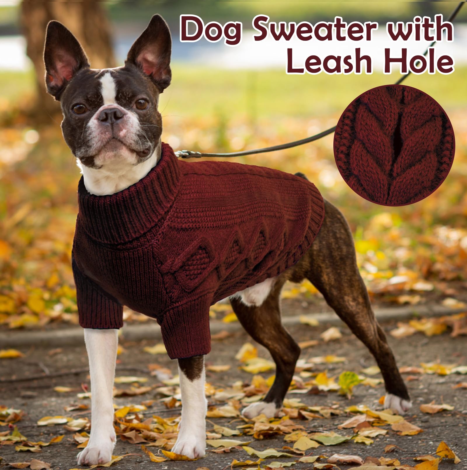 IKIPUKO dog sweater medium size back measure helps ensure a snug fit.