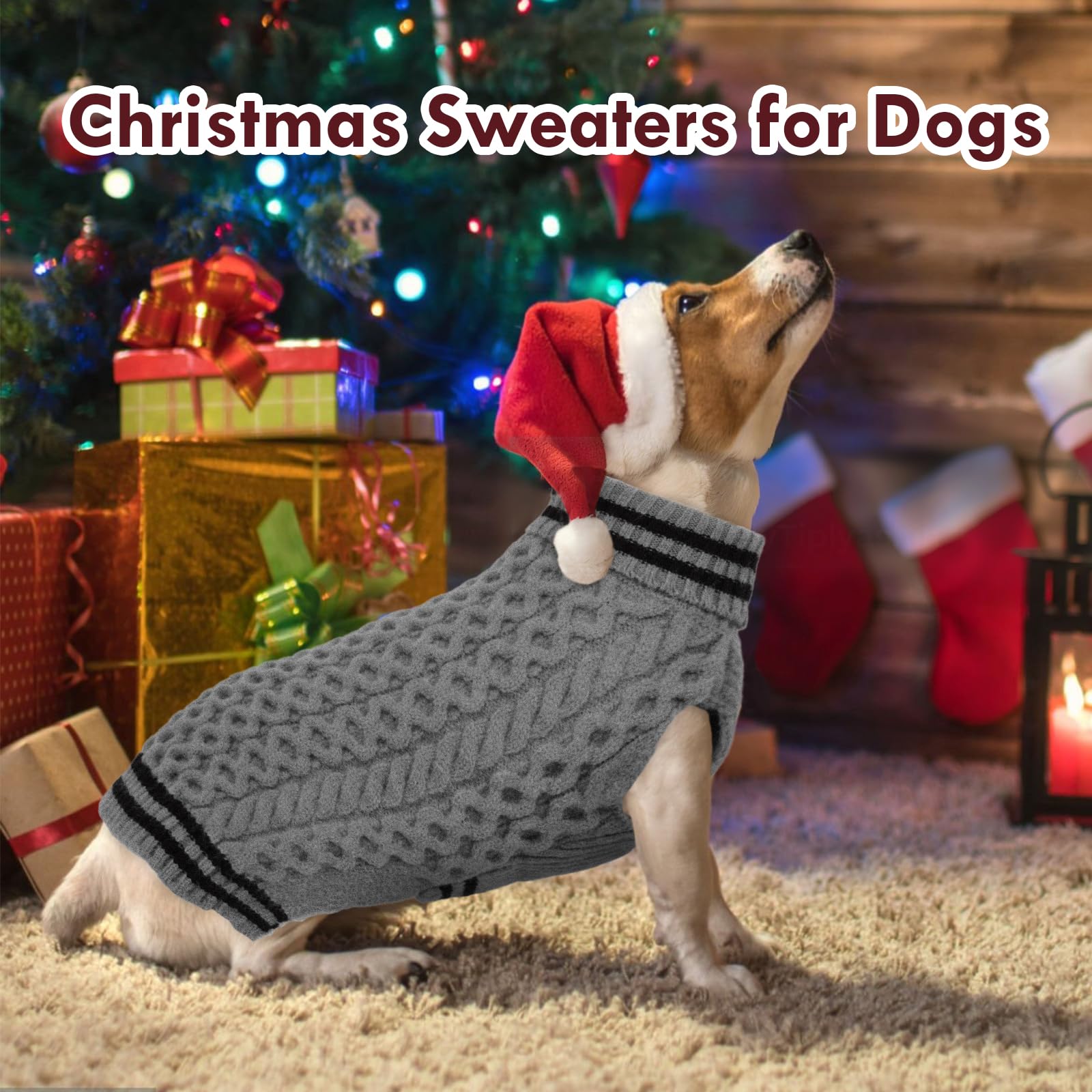 IKIPUKO dog sweater XL grey on dog walking emphasizes outdoor comfort.
