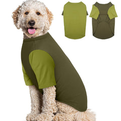 IKIPUKO dog t-shirt 3XL green front view shows breathable fabric for comfort