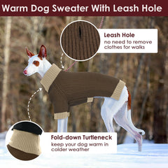 IKIPUKO extra-large dog sweater with harness hole for easy leash attachment
