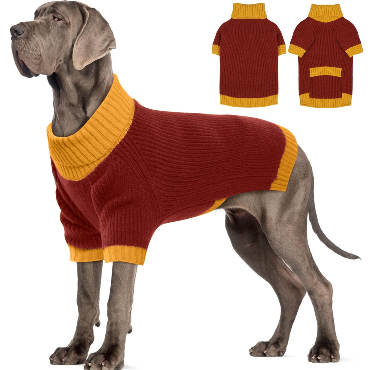 IKIPUKO large dog sweater front view for winter walks with cozy warmth