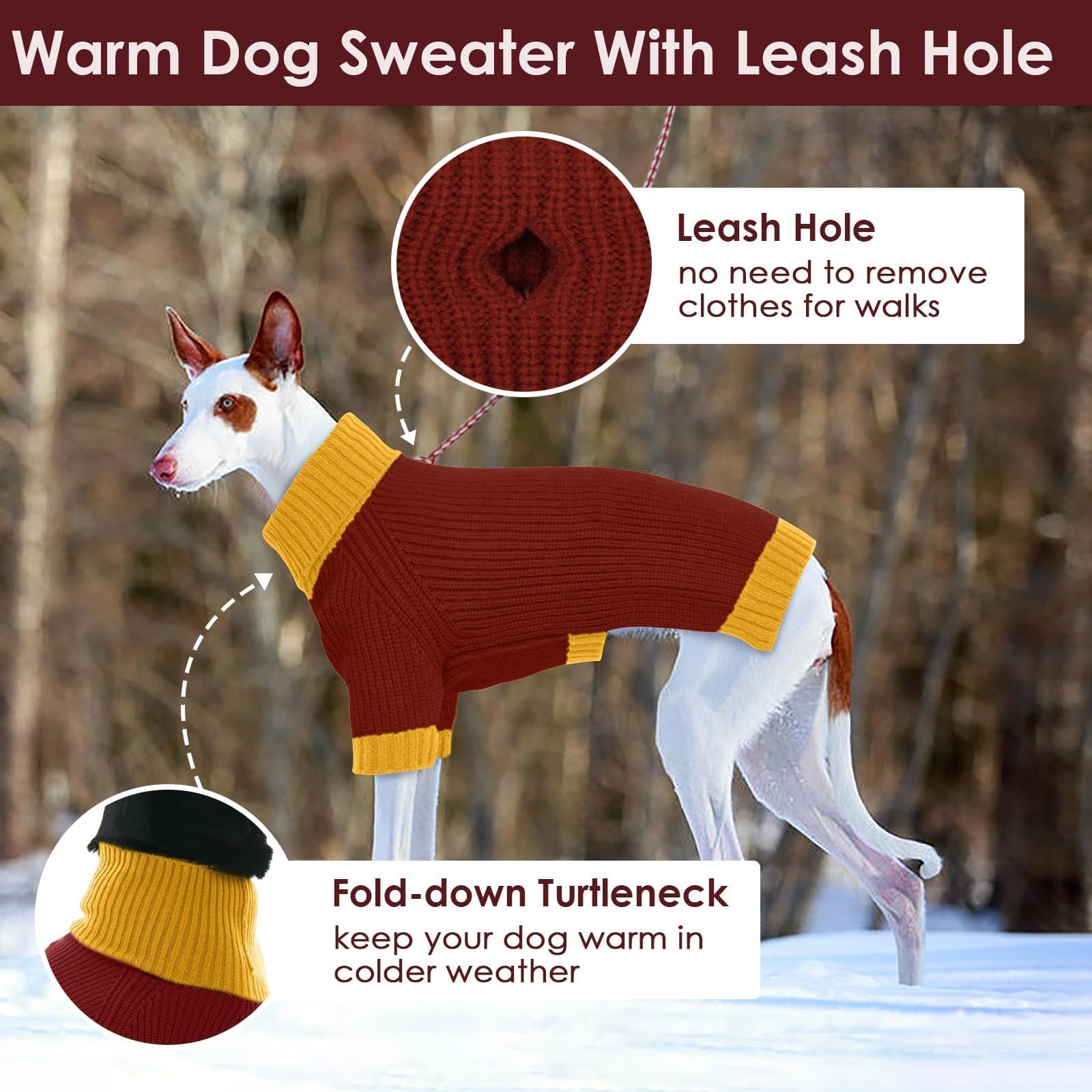 IKIPUKO large dog sweater leash-hole design enables easy leash attachment