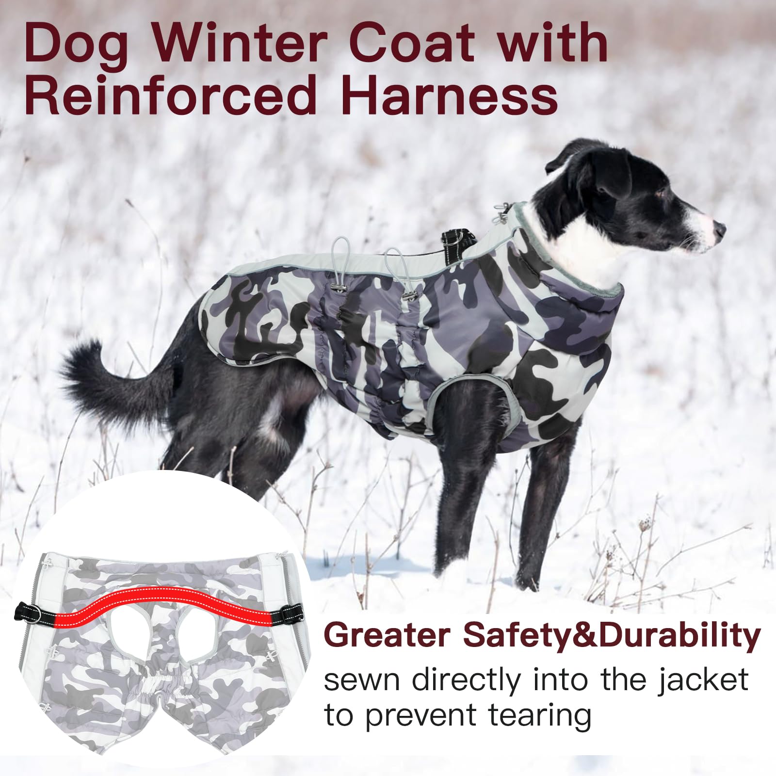 IKIPUKO medium dog coat harness-closure demonstrates easy on/off with secure control.