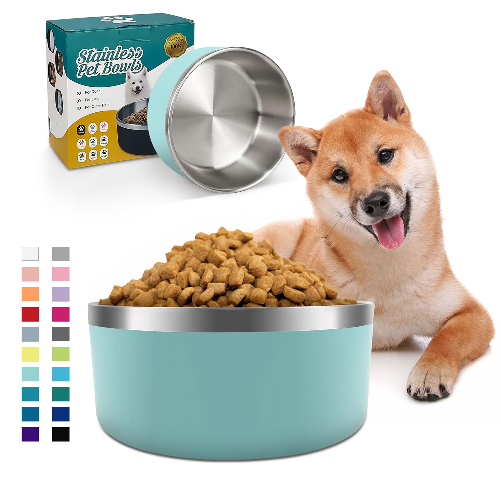 ikitchen dog bowl 40oz mintgreen with insulated design for mess-free meals.