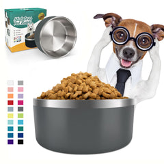 IKITCHEN dog-bowl-64oz-stainless-steel-grey keeps meals steady and easy to clean.