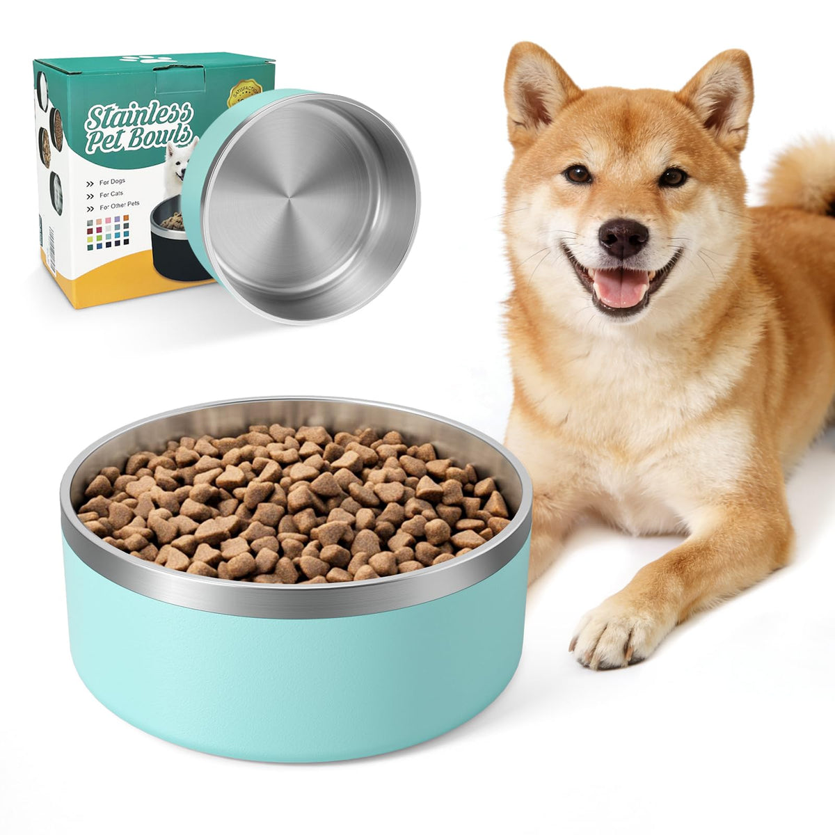 IKITCHEN 64oz stainless steel dog bowl for large dogs