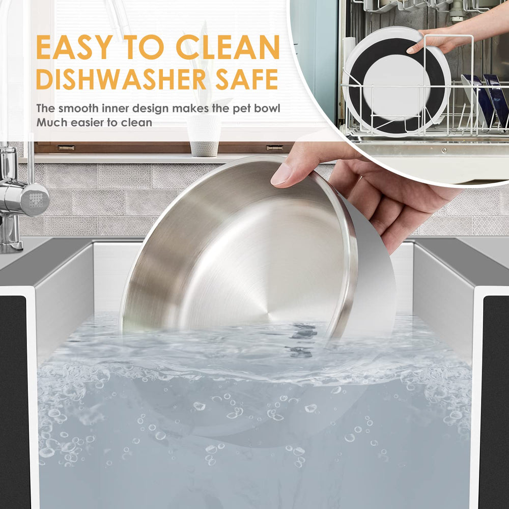 IKITCHEN dog bowl easy-clean polished stainless steel.