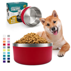 ikitchen dog bowl insulated double-wall red keeps water cool and meals fresh.