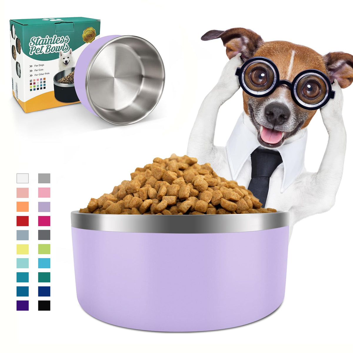 IKITCHEN dog bowl insulated stainless 40oz demonstrates double-wall design for steady meals.