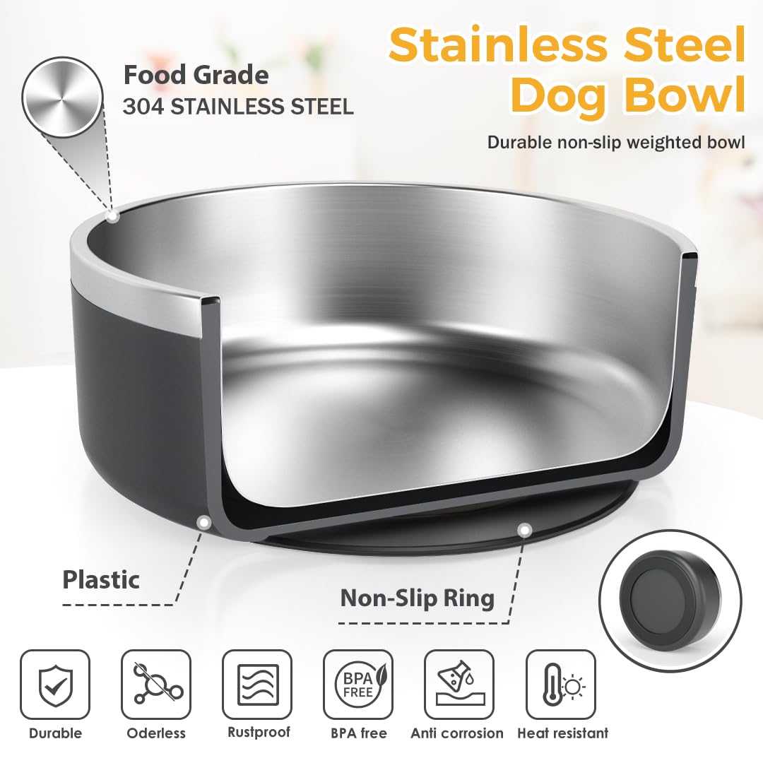 IKITCHEN dog-bowl-non-slip-rubber-bottom prevents sliding during chow time.