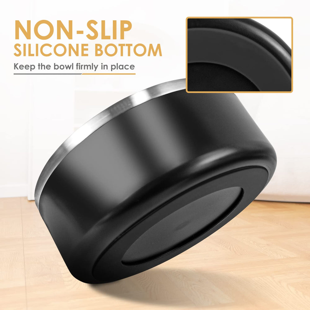 IKITCHEN dog bowl non-slip rubber ring prevents sliding on floors.
