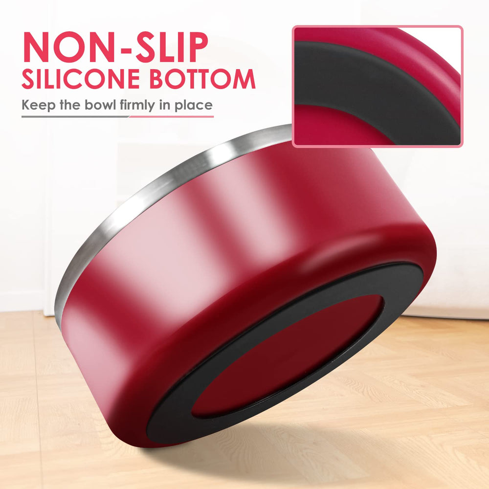 ikitchen dog bowl non-slip rubber bottom prevents spills during meals.