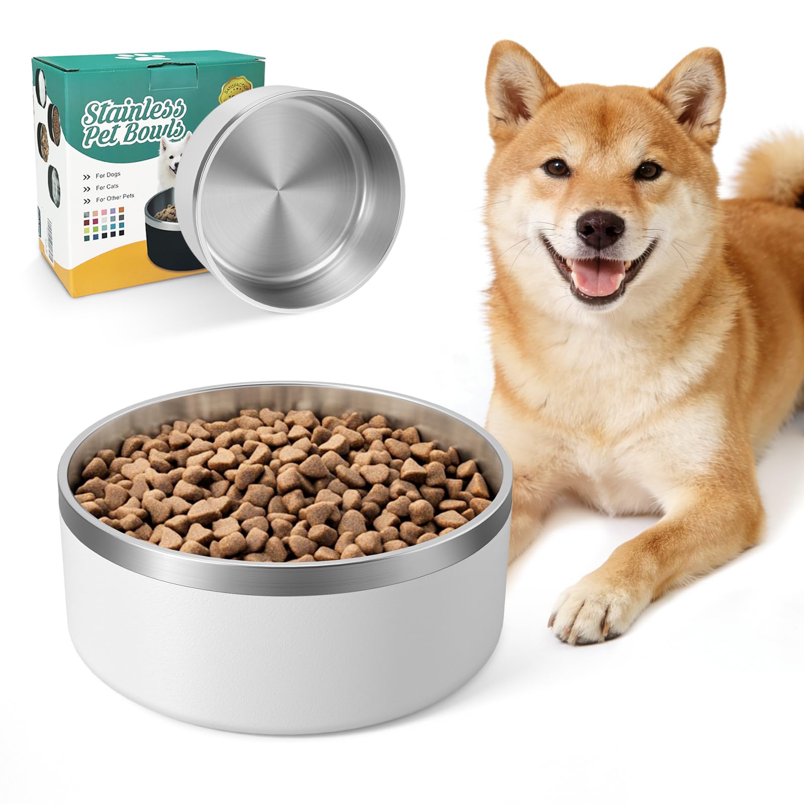 IKITCHEN dog bowl stainless-steel 40oz with non-slip base.
