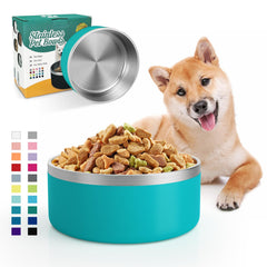 IKITCHEN dog bowl stainless steel 64oz lakeblue shows durable feeding solution for large dogs